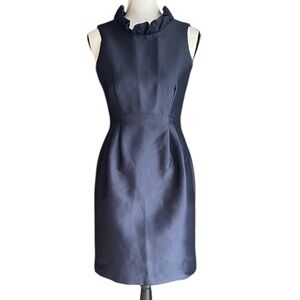 Camilyn Beth Dress Navy Blue Ruffles Sleeveless Pleats Scoop Back Dress 6